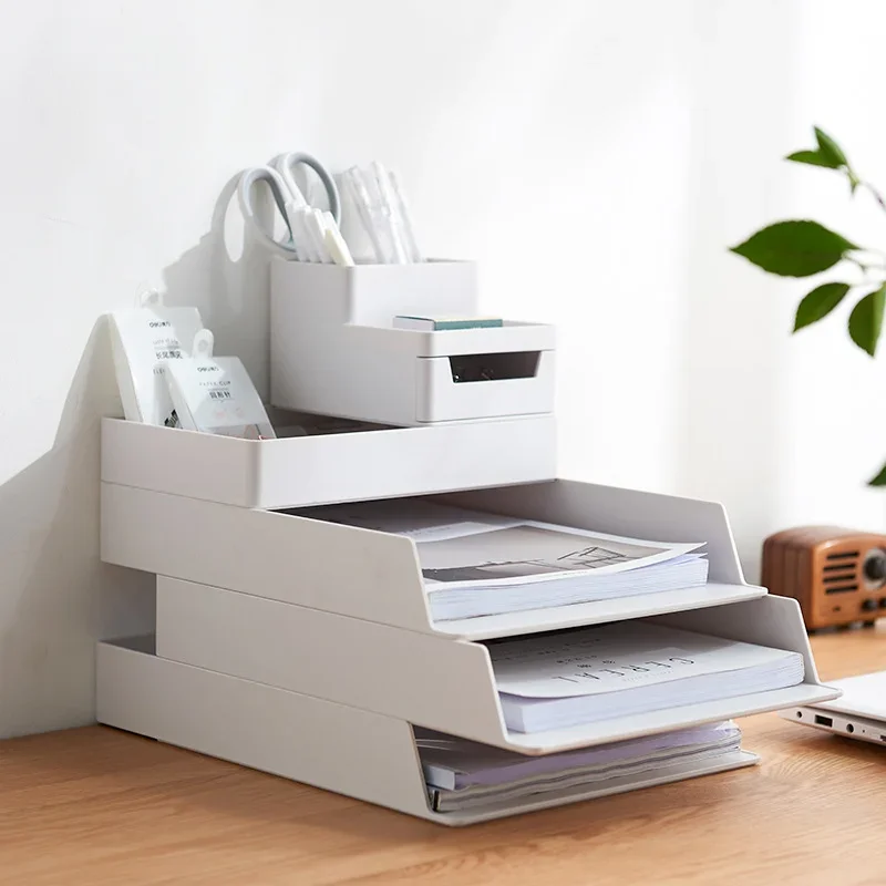Desktop Filing Tray - Boîte de rangement de bureau empilable,