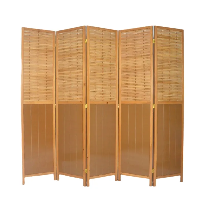 Room Divider Bamboo - Paravent pliant vintage en bois de