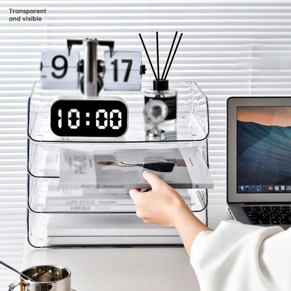 Desktop Filing Tray - Dossier de bureau transparent empilable, stockage